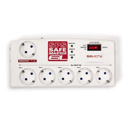 Salicru SPS SAFE Master Regleta Protectora con 5 Tomas y 2 USB, Blanco
